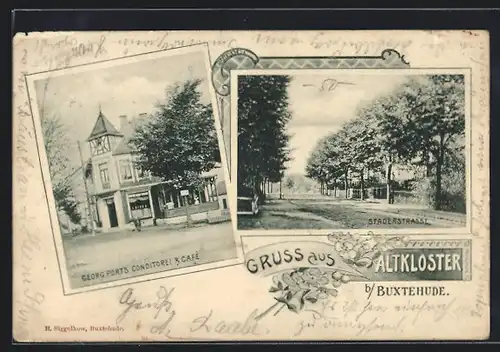AK Altkloster b. Buxtehude, Konditorei & Cafe Georg Port, Staderstrasse