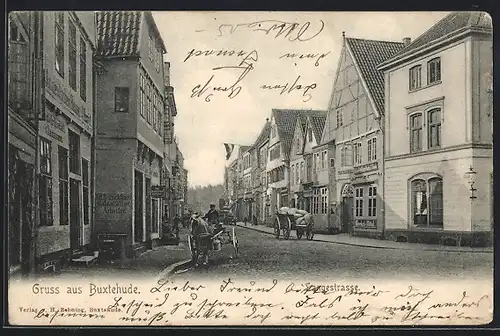 AK Buxtehude, Langestrasse mit Geschäften