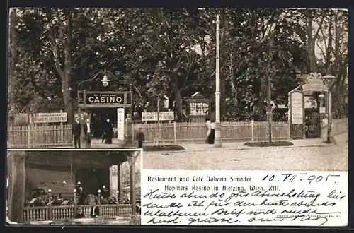 AK Wien, Restaurant und Café Johann Simader, Hopfners Kasino in Hietzing