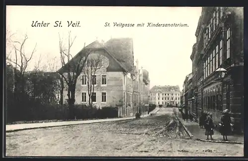 AK Wien, Unter St. Veit, St. Veitgasse mit Kindersanatorium