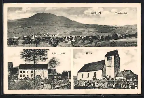 AK Neukirch, J. Dontenvill, Kirche, Ortsansicht