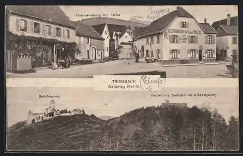 AK Triembach, Restauration Zur Grünen Linde v. Ww. Eugenie Paulus, Hohkönigsburg
