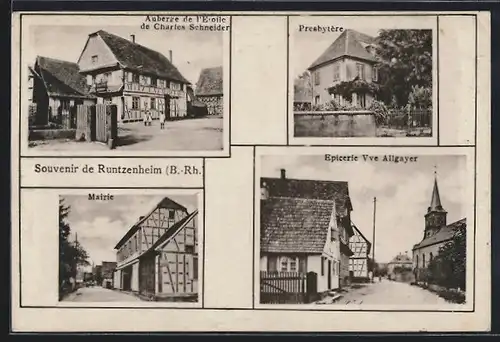 AK Runtzenheim, Auberge de l`Etoile de Charles Schneider, Epicerie Vve Allgayer