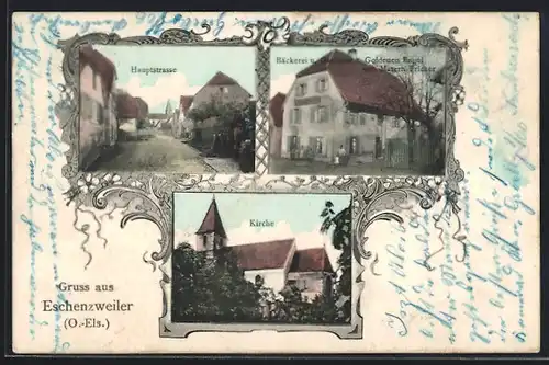 AK Eschenzweiler, Bäckerei u. Gasthaus z. Goldenen Engel von Matern Fricker