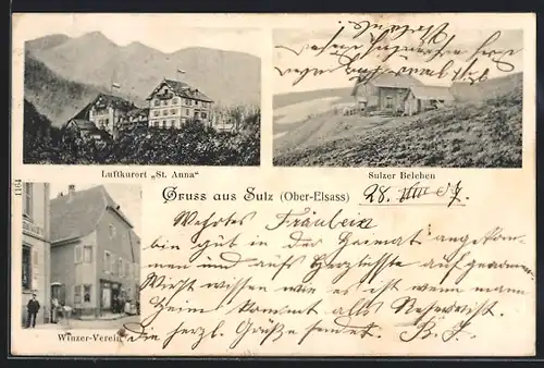 AK Sulz, Hotel St. Anna, Gasthaus Winzer-Verein
