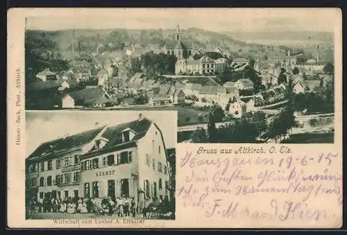 AK Altkirch, Wirtschaft zum Luxhof v. A. Ettwiller, Ortsansicht