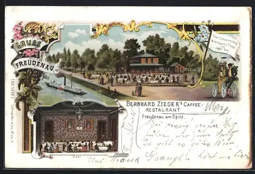 Lithographie Wien-Freudenau Gerhard Zieger`s Cafe-Restaurant