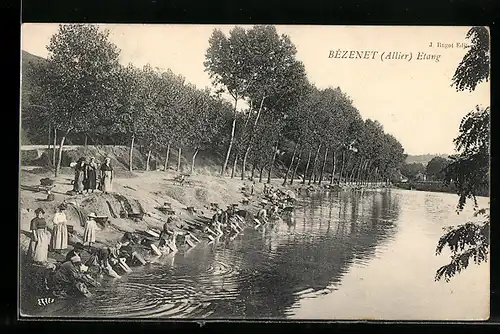 AK Bézenet, Ufer mit Waschfrauen