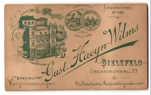 Fotografie Gust. Haeyn-Wilms, Bielefeld, Obernthorwall 23, Ansicht Bielfeld, Blick auf das Ateliersgebäude