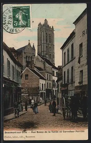 AK Beaumont-sur-Oise, Rue Basse de la Vallee et Carrefour Perrine