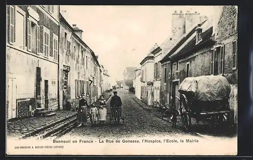 AK Bonneuil en France, La Rue de Gonesse, l`Hospice, l`Ecole, la Mairie