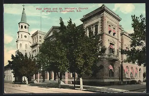 AK Charleston, SC, Post Office and St. Michael`s Church