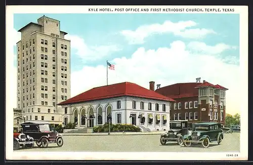 AK Temple, TX, Kyle Hotel, Post Office and First Methodist Church