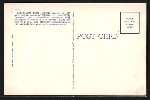 AK Brady, TX, Post Office