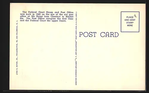 AK Philadelphia, PA, Court House and Post Office, showing Federal Reserve Bank in Rear