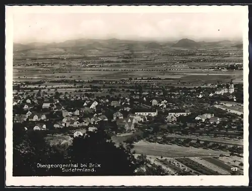 AK Obergeorgenthal b. Brüx, Ortsansicht aus der Vogelschau