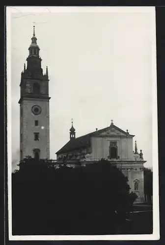 AK Leitmeritz, Ortsansicht mit Kirche
