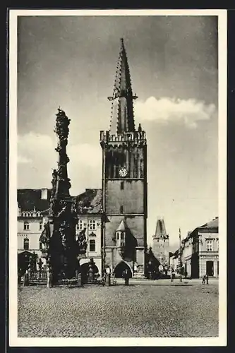 AK Kaaden / Kadan, Rathaus und Heiligenturm