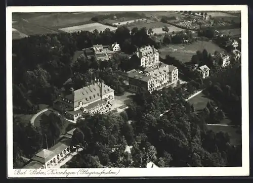 AK Bad Steben, Blick auf das Stahl- und Moorbad vom Flugzeug aus