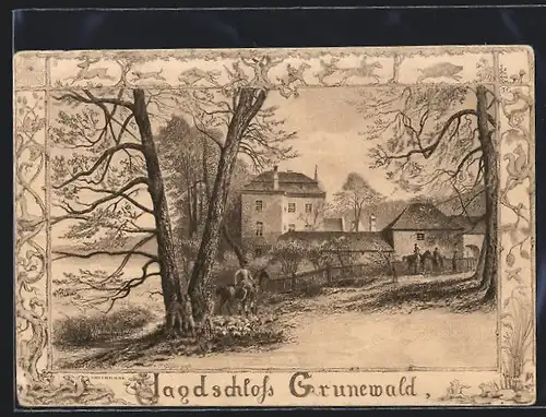 Künstler-AK Grunewald, Jagdschloss Grunewald