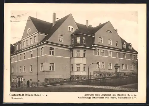 AK Reichenbach, Strassenpartie am Rosenplatz