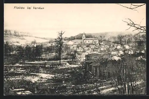 AK Flabas b. Verdun, Ortsansicht aus der Vogelschau