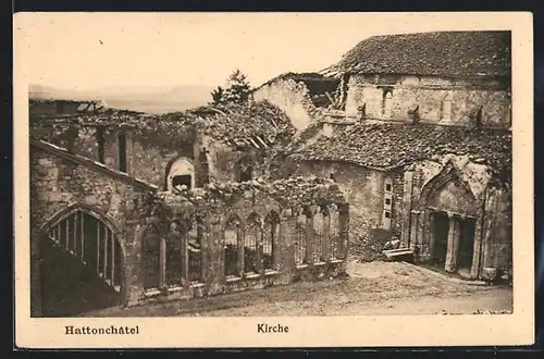 AK Hattonchâtel, Die zerstörte Kirche
