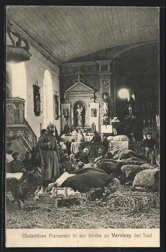 AK Varvinay, obdachlose Franzosen in der Kirche