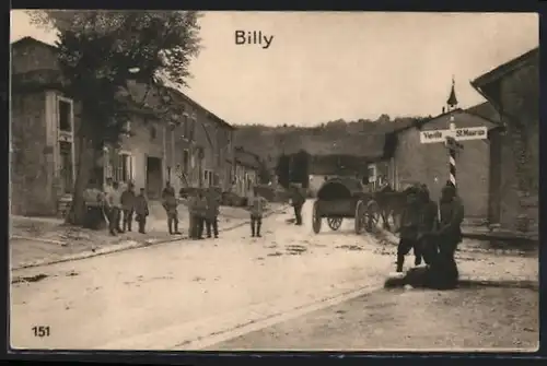 AK Billy, Strassenpartie mit Soldaten