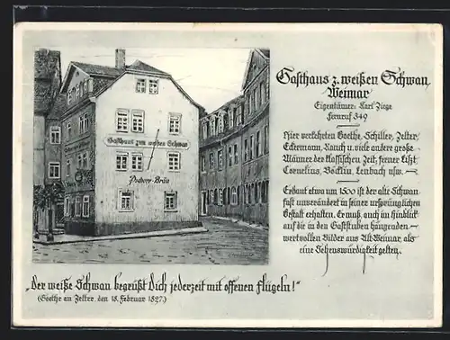 AK Weimar, Gasthaus zum weissen Schwan