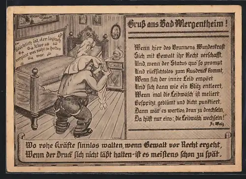 Künstler-AK Bad Mergentheim, Mann trocknet sich ab, Badekultur