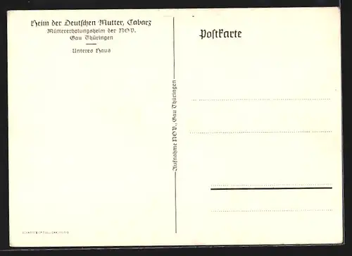 AK Tabarz, Heim der Deutschen Mutter, Müttererholungsheim der NSV, Gau Thüringen, Unteres Haus