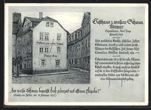 AK Weimar, Gasthaus zum weissen Schwan