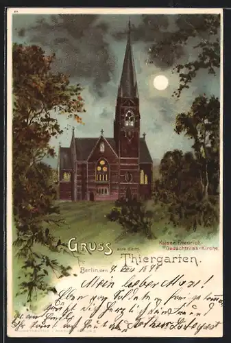 Lithographie Berlin-Tiergarten, Kaiser Friedrich-Gedächtniss-Kirche