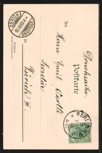 Lithographie Berlin, Unter den Linden - Ecke Friedrichstrasse