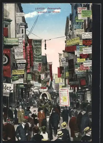 AK Leipziger Messe, Passanten während der Messe in der Petersstrasse