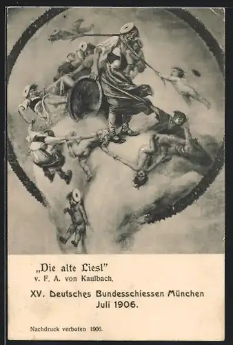AK München, XV. Deutsches Bundesschiessen 1906, die alte Liesl, Zielscheiben