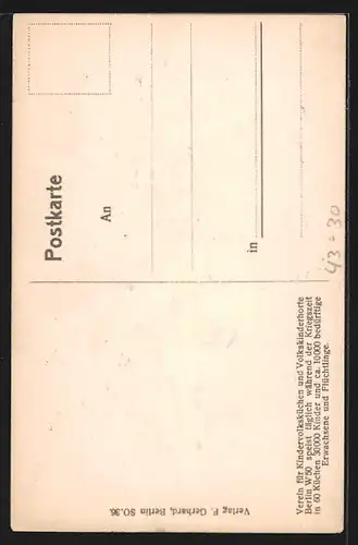 AK Kinderfürsorge, Mutter zeigt dem Kind Vaters Bild