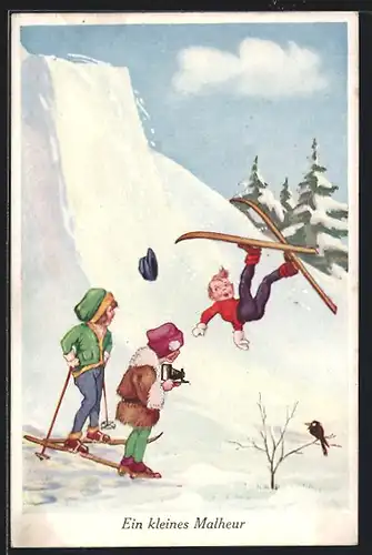 AK Fotoaufnahme von einem kleinen Malheur, Ski-Unfall