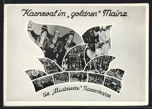 AK Mainz, Karneval, illustrierte Narrenkappe