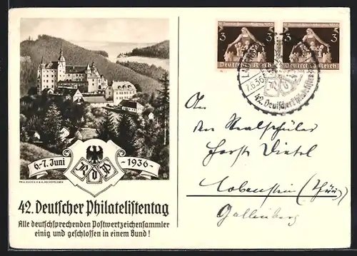 AK 42. Deutscher Philatelistentag 6.-7. Juni 1936