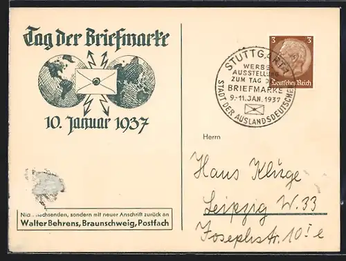 AK Tag der Briefmarke 10.01.1937