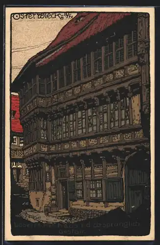 Steindruck-AK Osterwieck a. H., Libbertsches Haus in der Mittelstrasse