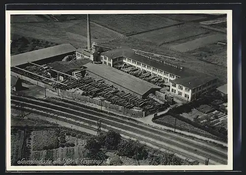 AK Oeventrop i. W., Sauerländische Stuhlfabrik, Fliegeraufnahme