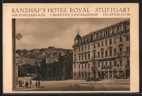 AK Stuttgart, Banzhaf`s Hotel Royal am Schlossplatz