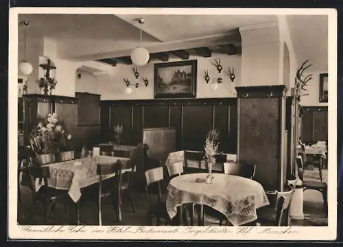 AK München, Hotel-Restaurant Ingolstädter Hof, Arnulfstrasse 10, Innenansicht