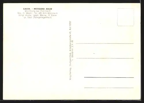 AK Wurmberg b. Pforzheim, Gasthof z. Adler