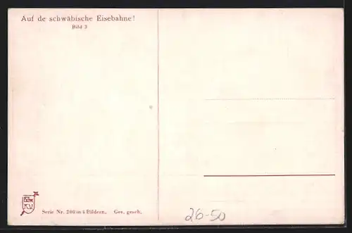 Künstler-AK Hans Boettcher: Bauer bindet seinen Ziegenbock an die schwäbische Eisenbahn