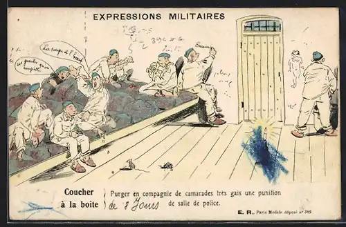 AK Expressions Militaires, Coucher à la boite