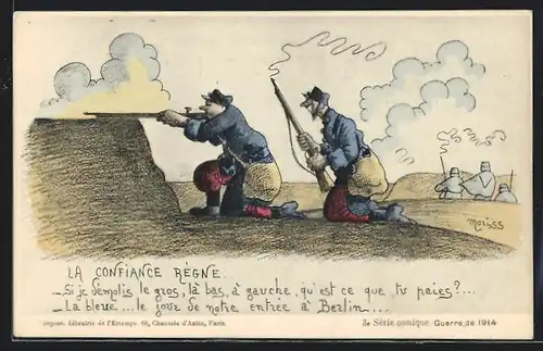 AK La Confiance Régne, Karikatur